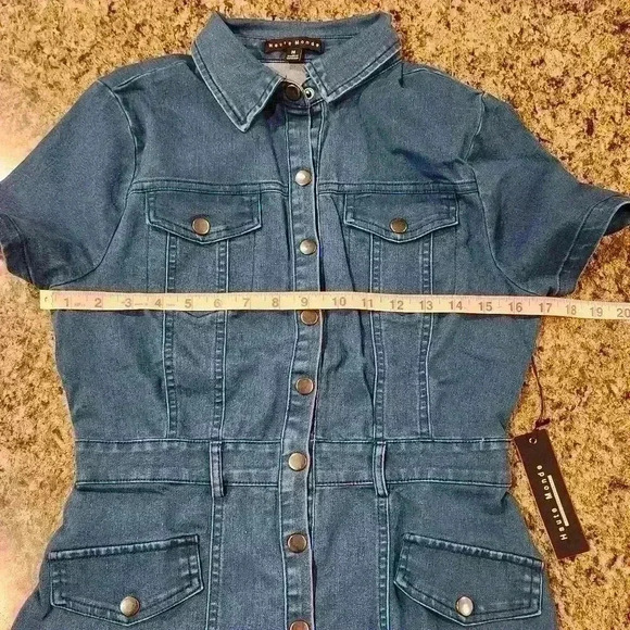 NWT Haute Monde Snap-Up Short Sleeve Denim Dress - Picture 7 of 8